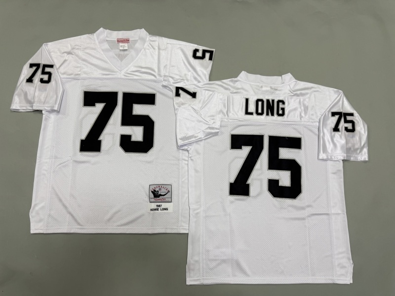 Men 2025 Nike Oakland Raiders 75 Long white Throwback Limited NFL Jersey style 002